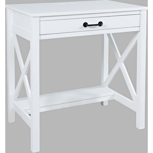 Hobson Desk w/ USB Charging in Distressed White Wood